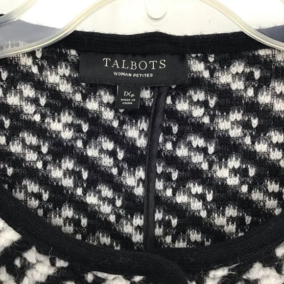 Talbots Women’s Wool Blend Cardigan Duster Jacket Winter Black/White Size 1XP - Picture 5 of 10